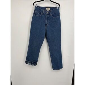 LL Bean Original Fit Flannel Lined Jeans Womens 10 Reg Plaid Medium Wash 272283